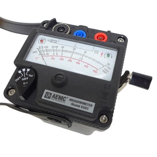 AEMC 6503 Insulation Tester, 250/500/1000 V Hand-Crank Megohmmeter