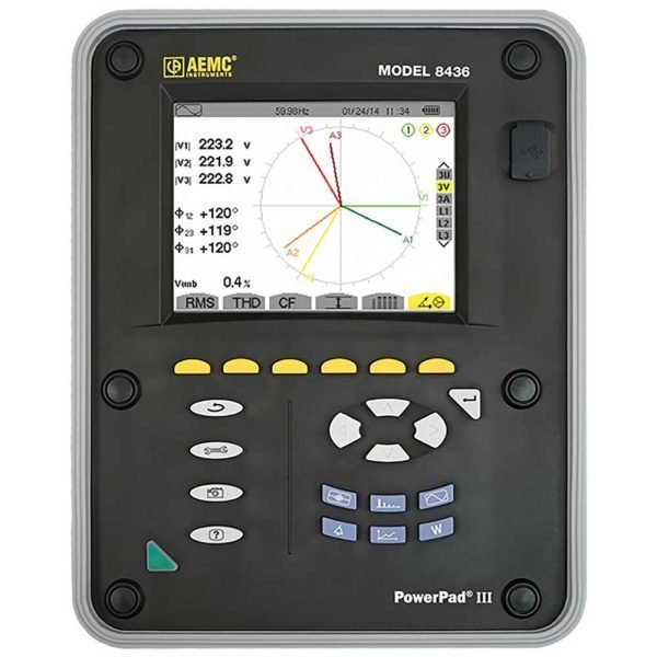 AEMC 8436 PowerPad III Power Quality Analyzer, 3-Phase, IP67, Pole-Mountable