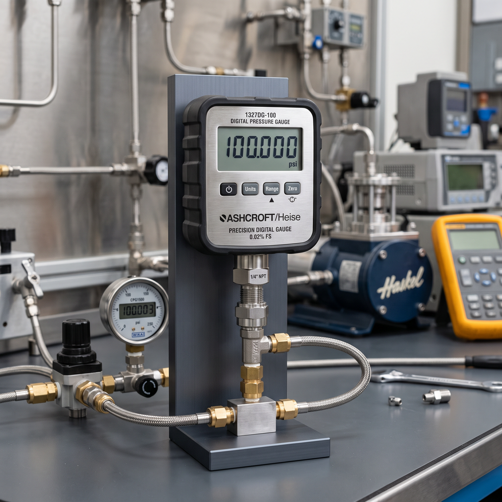 Ashcroft/Heise 1327DG-100 Digital Pressure Gauge, 0-100 PSI, ±0.025% Accuracy