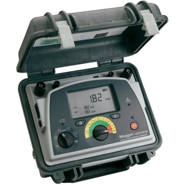 Megger 1006-604 Digital Low Resistance Ohmmeter, DLRO10HD with KC1 Kelvin Clip 3 m Leads